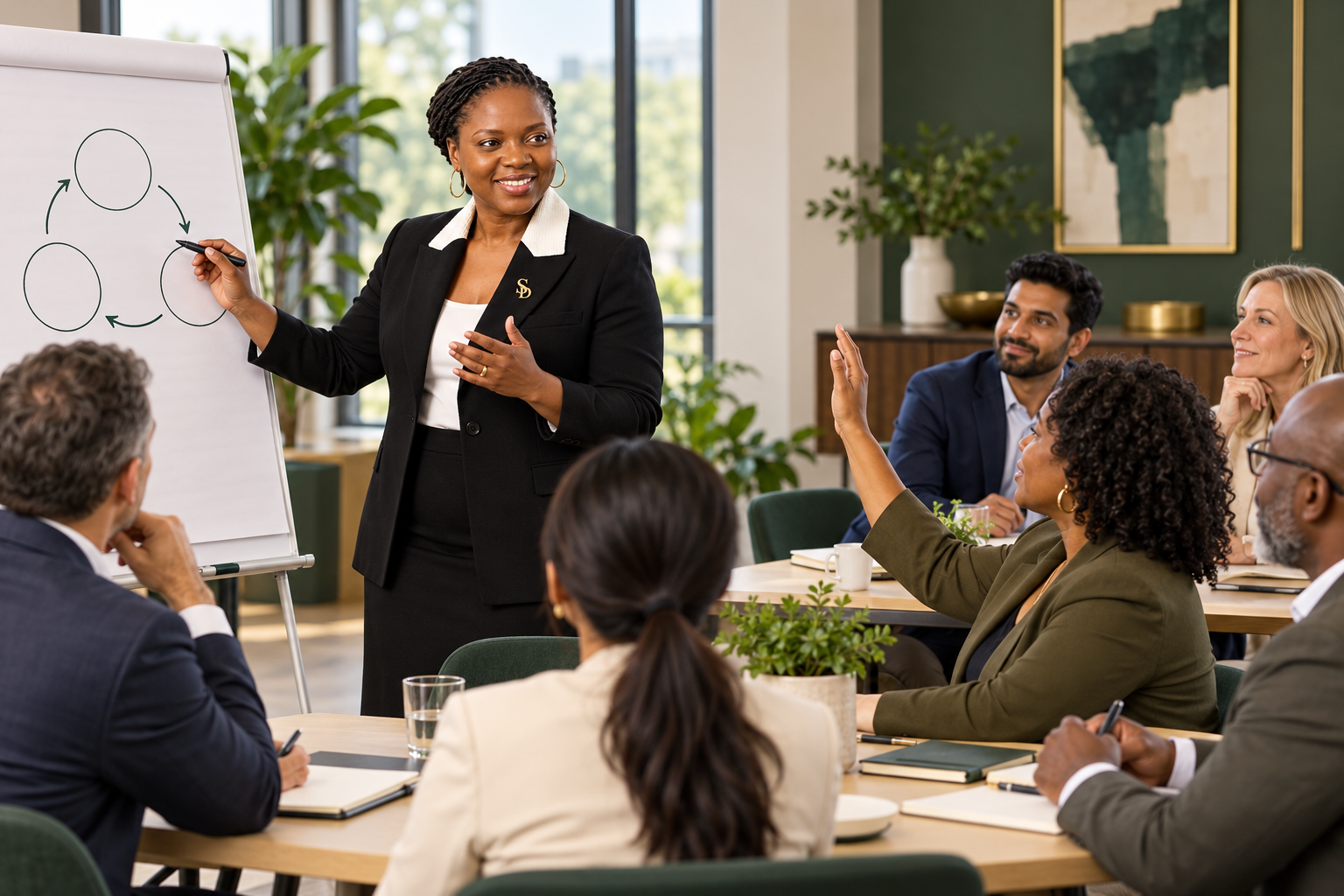 Cecilia facilitates a leadership workshop